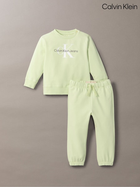 Calvin Klein Green Monogram Cotton Sweatshirt Set (W62111) | £85