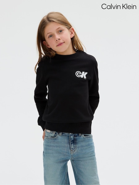 Calvin Klein Black Seasonal Terry Crew Neck Sweater (W62114) | £45 - £50