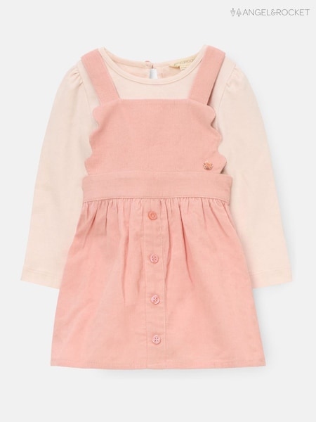 Angel & Rocket Pink Orla Cord Pinny & Print Bodysuit (W62174) | £28 - £30