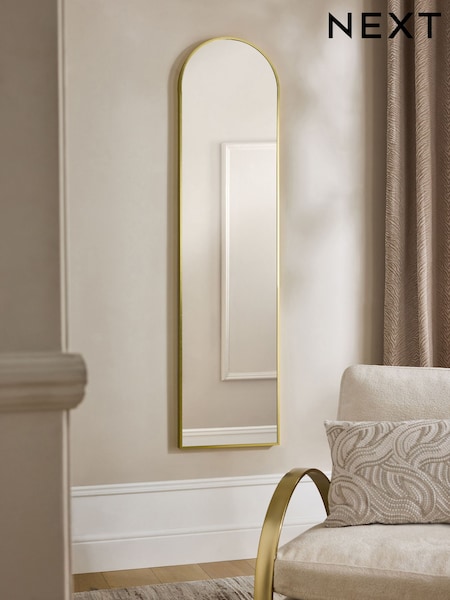 Gold Slimline Arch Full Length Wall Mirror (W62227) | £100