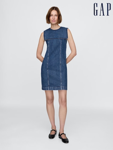 Gap Blue DÔEN Denim Sailor Mini Dress (W62232) | £80