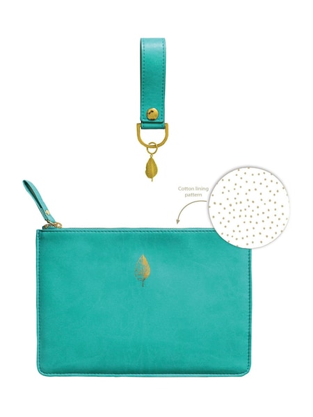 Portico Designs Teal Leaf Faux Leather Organiser Case & Keyring Set (W62241) | £25