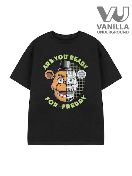 Vanilla Underground Black Boys Five Nights At Freddys Short Sleeved T-Shirt (W62315) | £14