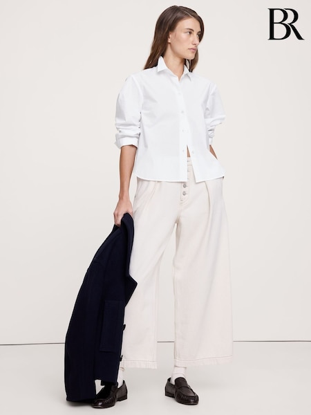 Banana Republic White Boxy Cotton Poplin Shirt (W62327) | £50