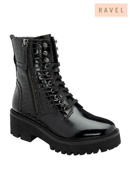 Ravel Black Leather Ankle Boots (W62405) | £100