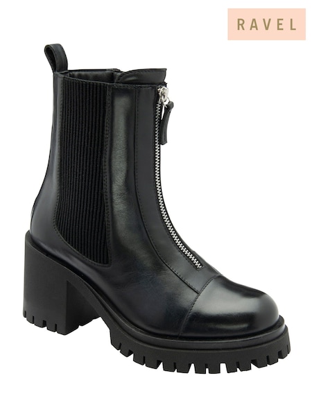Ravel Black Leather Ankle Boots (W62424) | £95