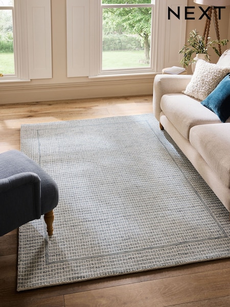 Grey Gridded Border Rug (W62547) | £90 - £340