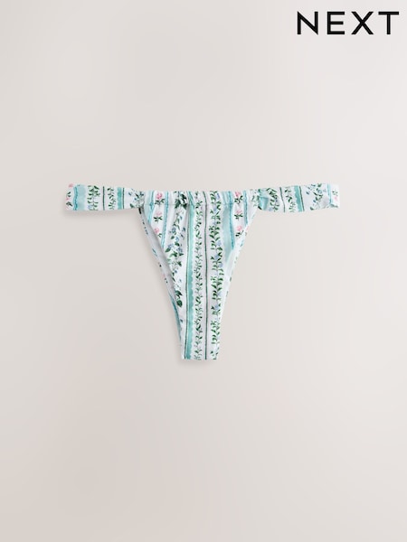 Blue/Ecru Floral Tanga Bikini Bottoms (W62647) | £16