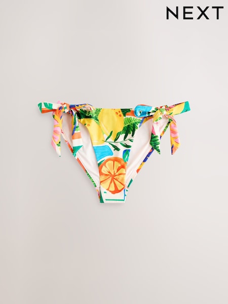 Red/Green Tropical Tie Side Bikini Bottoms (W62657) | £16