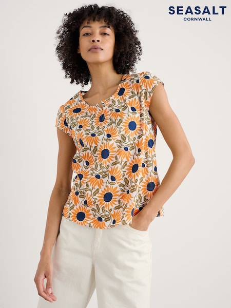 Seasalt Cornwall Yellow Garden Gate 100% Cotton Top (W62801) | £43
