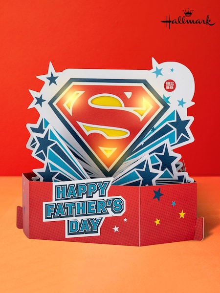 Hallmark Blue Musical & Light Up Father's Day Card - Superman (W62865) | £0