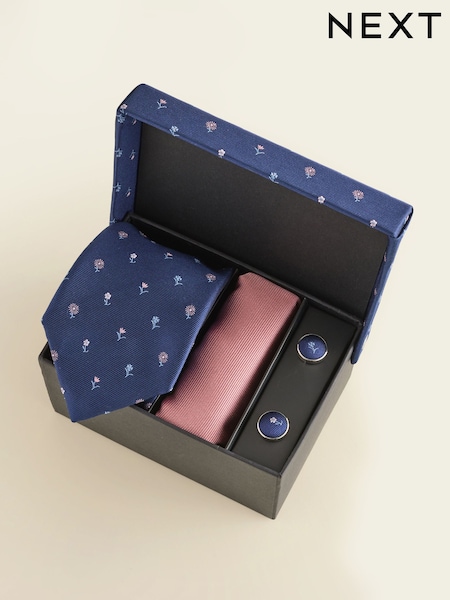 Pink Tie, Pocket Square and Cufflink Gift Box (W62868) | £38