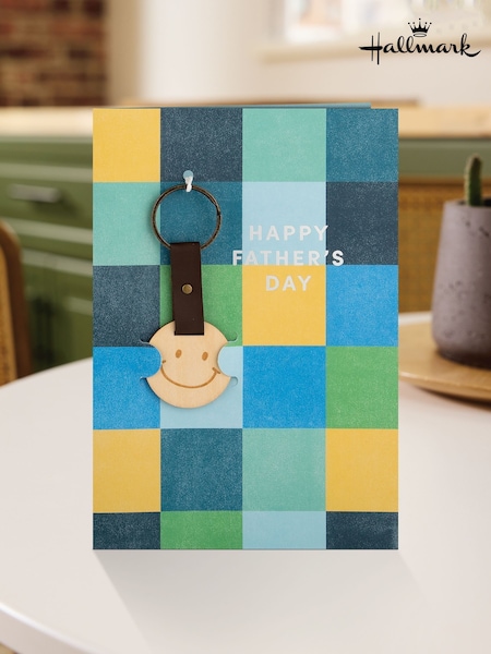 Hallmark Blue Father's Day Card - With Wooden Keyring Keepsake (W62875) | £0