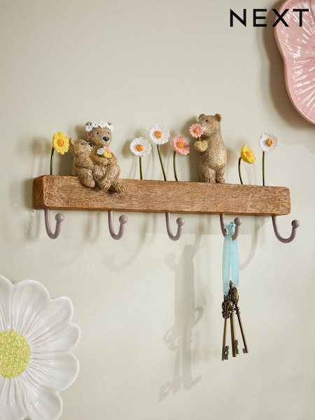 Neutral Bertie Bear Coat Hooks (W62902) | £22