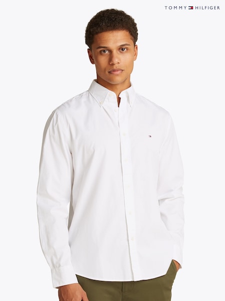 Tommy Hilfiger White Regular Fit Flex Poplin Shirt (W63000) | £75