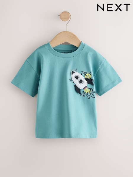 Blue Rocketship Short Sleeve Interactive T-Shirt (3mths-7yrs) (W63042) | £6.50 - £8.50