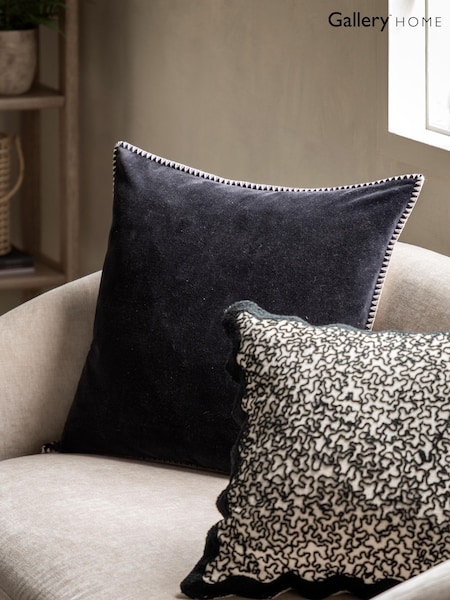 Gallery Home Black Velvet Cushion (W63112) | £25