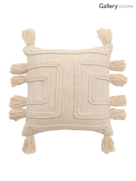 Gallery Home Natural Textured Tassel Cushion (W63119) | £20