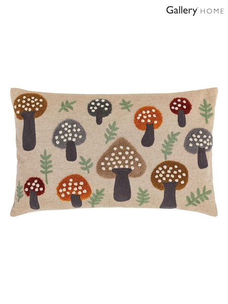 Gallery Home Brown Embroided Mushroom Cushion (W63138) | £36