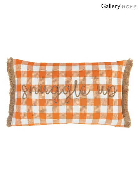 Gallery Home Orange Embroidered Snuggle Up Cushion (W63146) | £25
