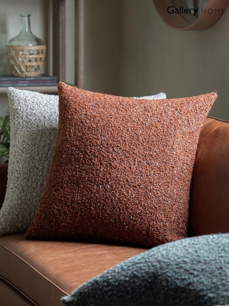 Gallery Home Orange Boucle Knife Edge Cushion (W63162) | £36