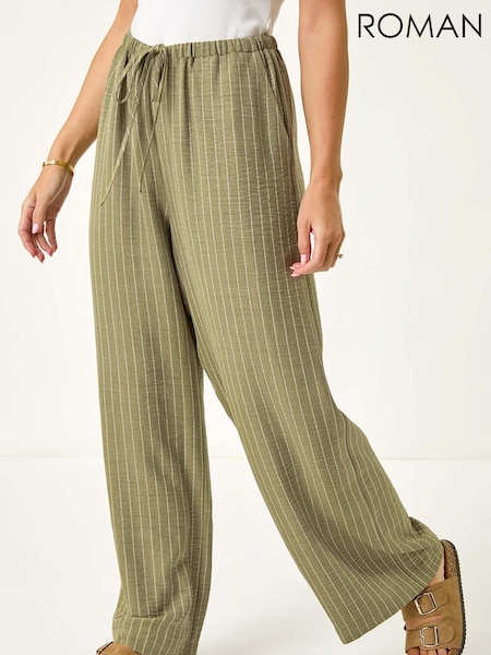 Roman Green Petite Petite Stripe Pull On Stretch Trouser (W63207) | £32
