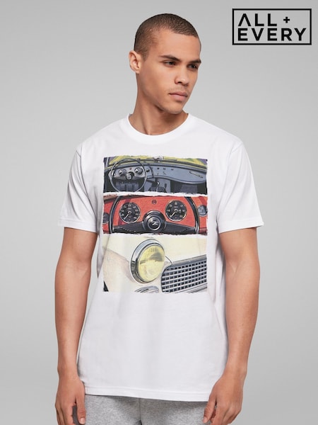 All + Every White Mens Austin Healey Montage British Motor Heritage 100% Cotton T-Shirt (W63346) | £25