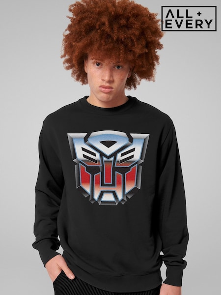 All + Every Black Mens Transformers Autobots Classic Logo Sweatshirt (W63348) | £35