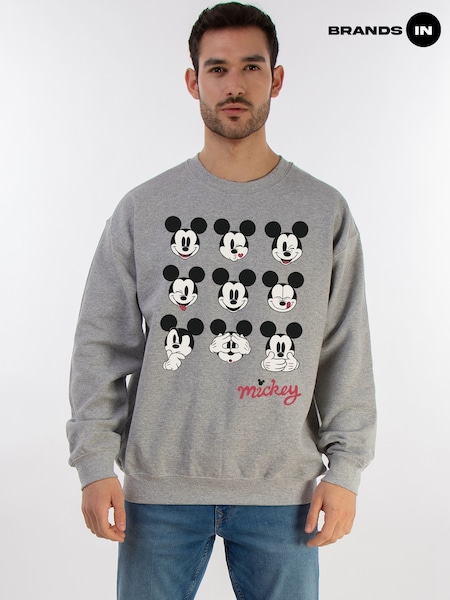 Brands In Grey Disney Mickey Mouse Many Faces Sweat Top (W63361) | £36