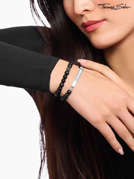 Thomas Sabo Black Obsidian Bracelet With Zirconia (W63394) | £110