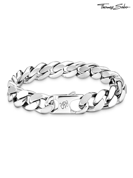 Thomas Sabo Silver Tone Wide  Armoured Bracelet (W63405) | £540