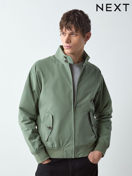 Sage Green Shower Resistant Harrington Jacket (W63553) | £0