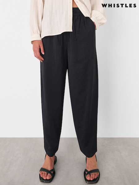Whistles Black Petite Tie Waist Trousers (W63583) | £89