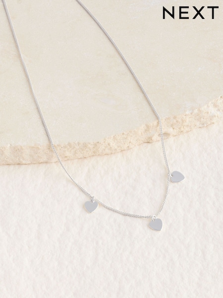 Silver Tone Sterling Heart Charm Necklace (W63660) | £22