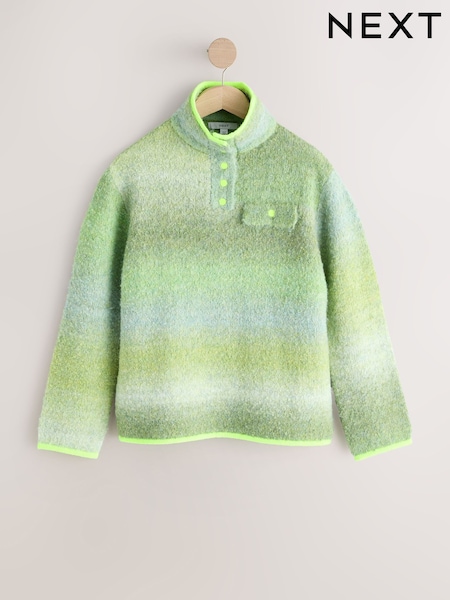 Green Spacedye Boucle Stand Neck Pocket Jumper (W63743) | £48