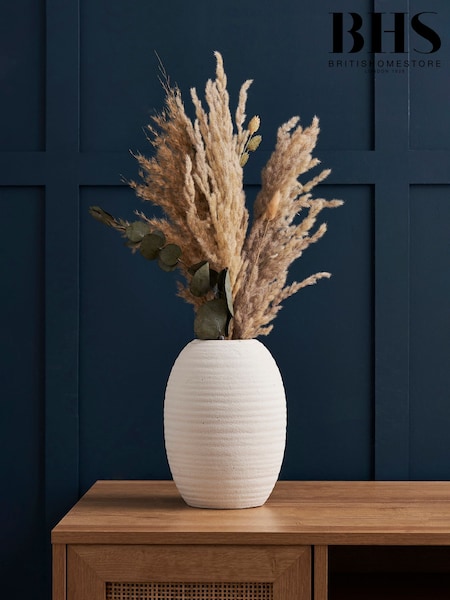 BHS Cream Small Textured Ceramic Vase (W63746) | £18
