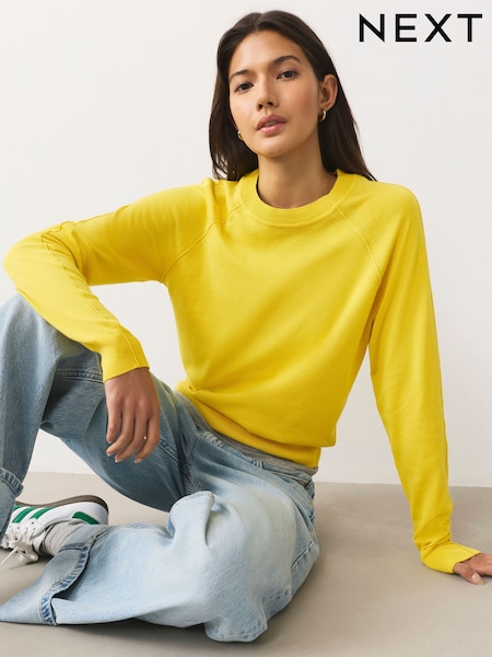 Bright Yellow Soft Touch Crew Neck Cotton Rich Jumper (W63748) | £18