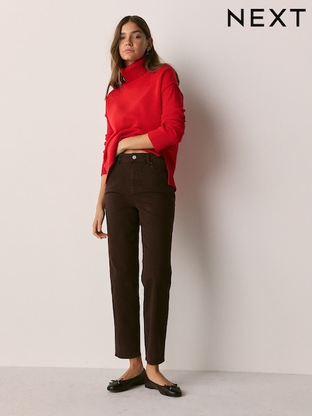 Chocolate Brown Stovepipe Straight Leg Jeans (W63757) | £35