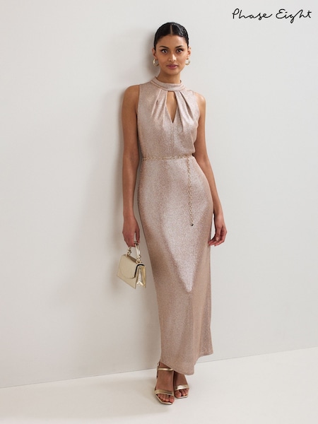 Phase Eight Gold Libby Metallic Dress (W63813) | £159