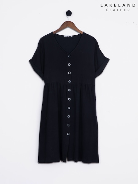 Lakeland Clothing 100% Cotton Cara Midi Black Dress (W63863) | £40