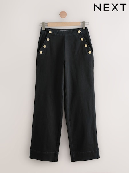 Black Gold Button Front Wide Leg Jeans (W63908) | £48