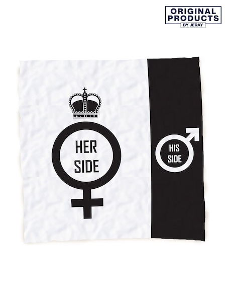 Jeray White and Black Oversized His Side and Her Side Beach Towel (W63921) | £25