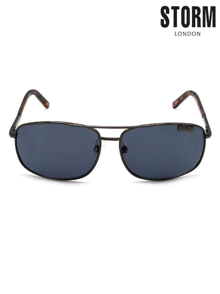 Storm Grey Metal Oblong Aviator Sunglasses (W63931) | £35
