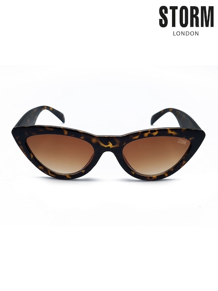 Storm Plastic Wide Arm Cat Eye Brown Sunglasses (W63932) | £35