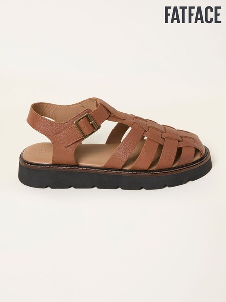 FatFace Cali Tan Brown Leather Fisherman Sandal (W63944) | £65.50