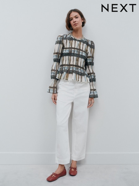 Ecru Wide Leg Barrel Denim Jeans (W64118) | £0