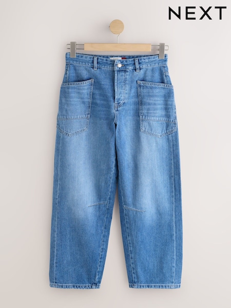Mid Blue Denim Double Pocket Barrel Jeans (W64124) | £42