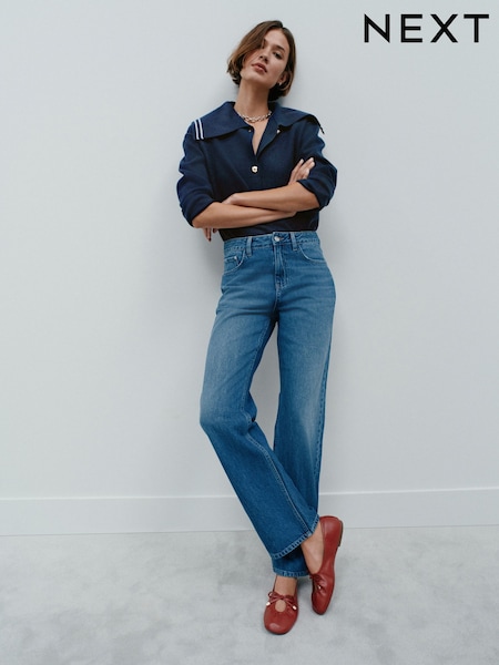 Mid Blue Denim Straight Leg Jeans (W64129) | £29