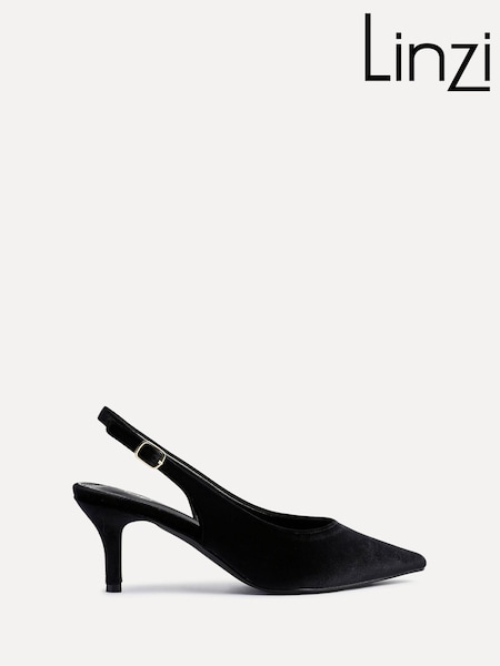 Linzi Black Finesse Pointed Slingback Stiletto Court Heels (W64138) | £35