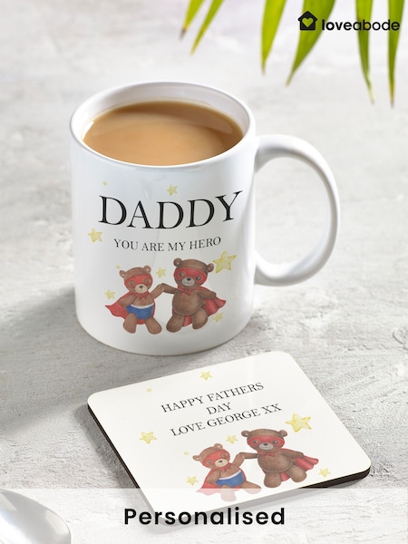 Personalised Happy Fathers Day Mug and Coaster Set by Loveabode (W64239) | £20